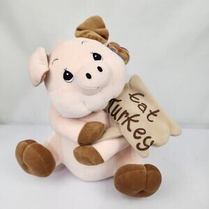 Precious Moments 12" Precious Pig Plush Thanksgiving "Eat Turkey" Sign NWT Cute!